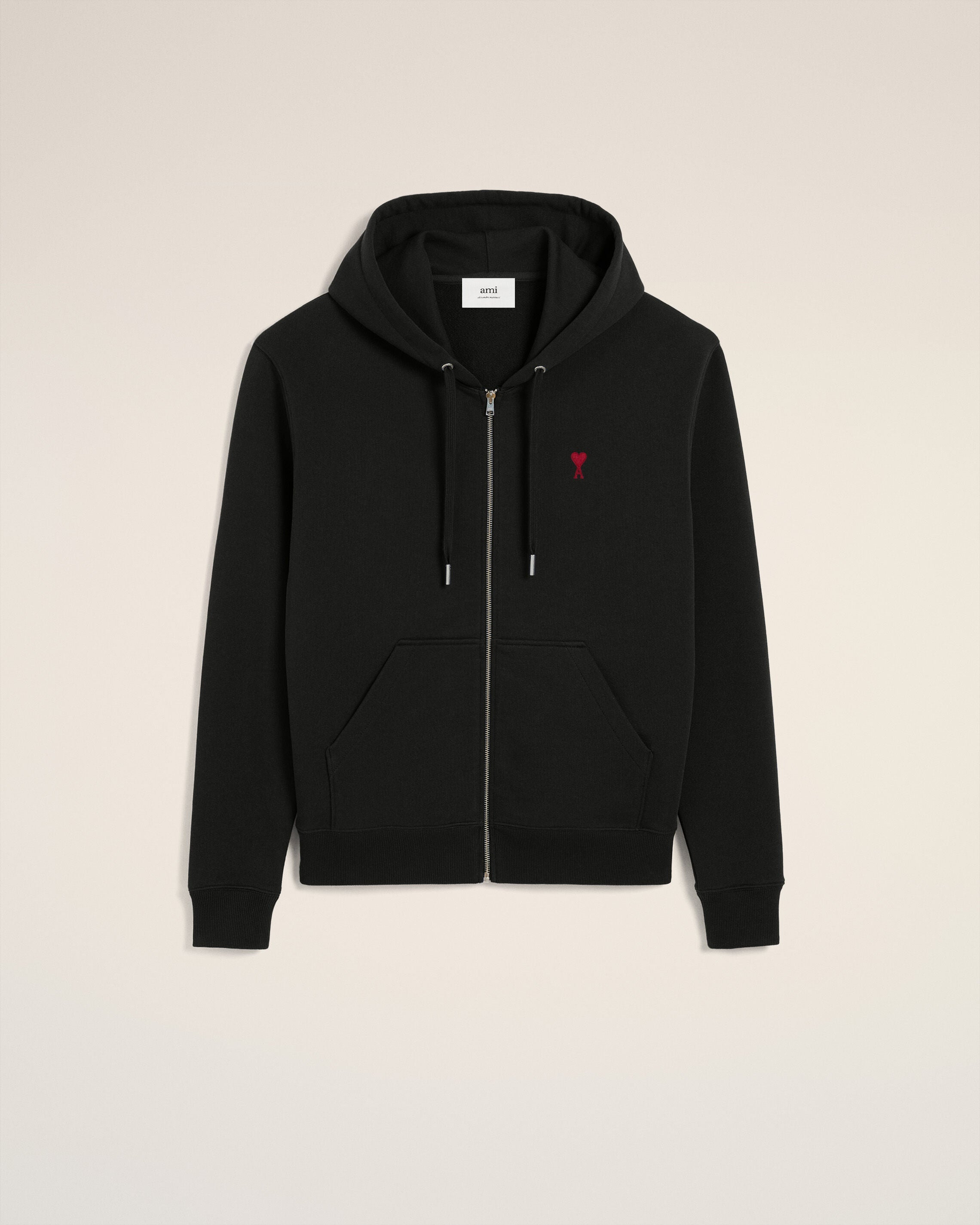 Hoodie Noir Zippé Ami de Coeur En Coton