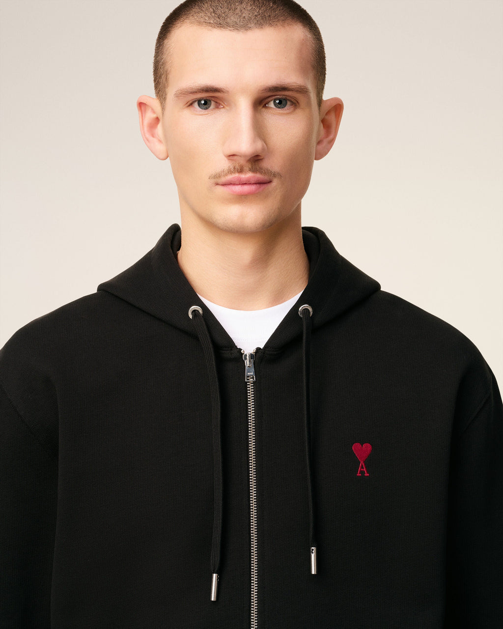 Hoodie Noir Zippé Ami de Coeur En Coton