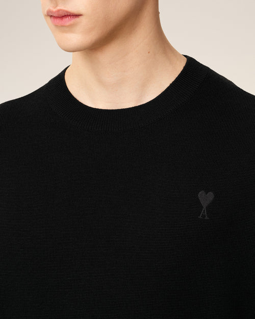 Pull Noir Col Rond Ami De Coeur En Laine
