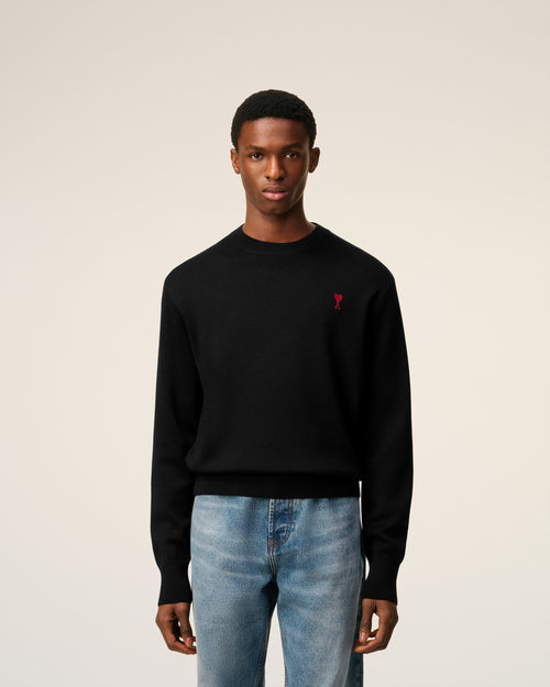 Pull Noir Col Rond Ami De Coeur En Laine