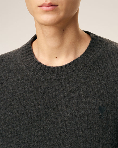 Pull Noir Col Rond Ami De Coeur En Cachemire