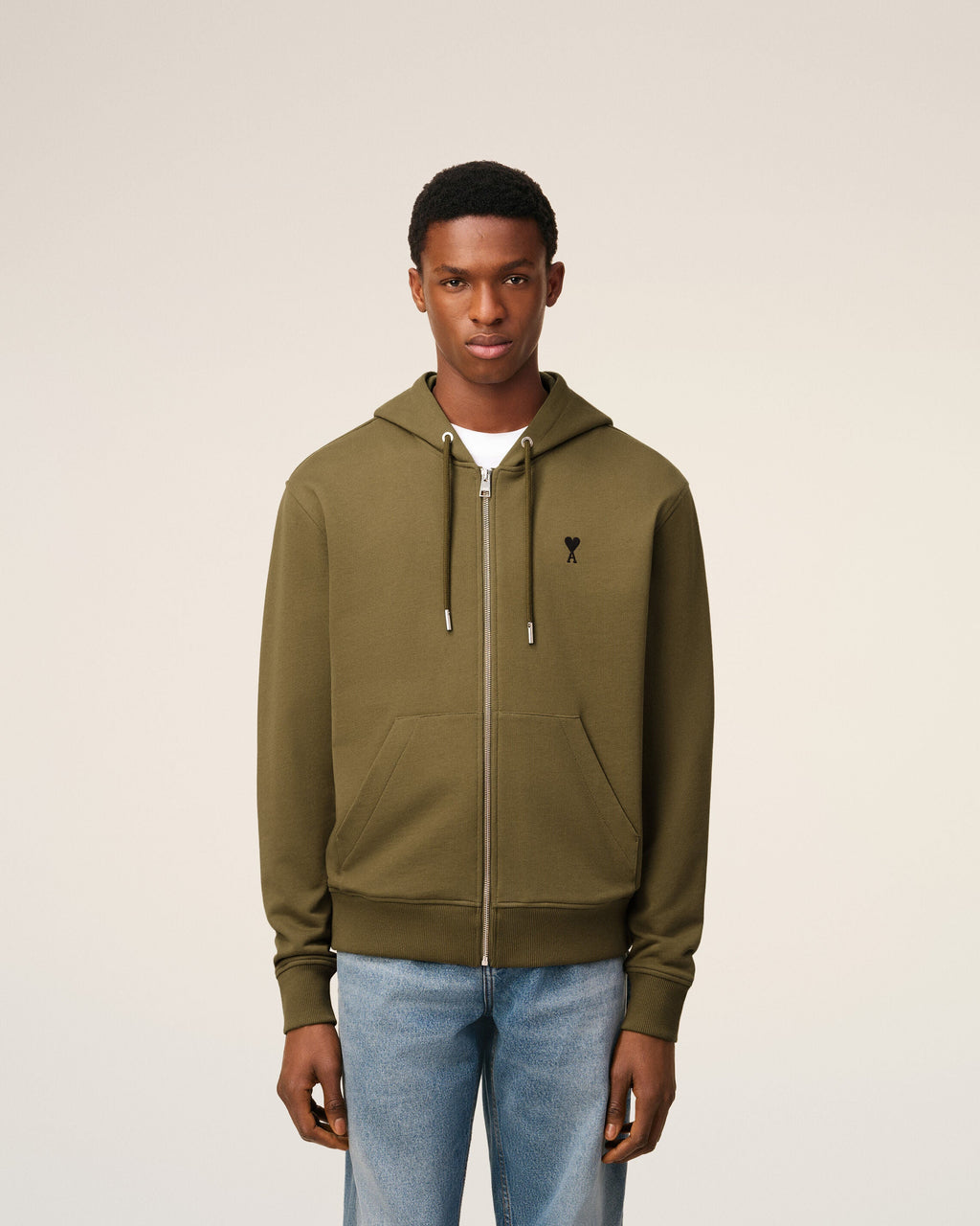 Hoodie Vert Zippé Ami De Coeur En Coton