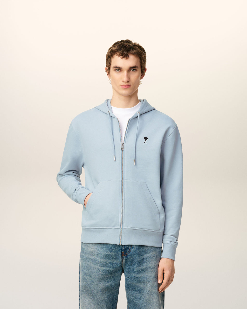 Hoodie Bleu Zippé Ami De Coeur En Coton