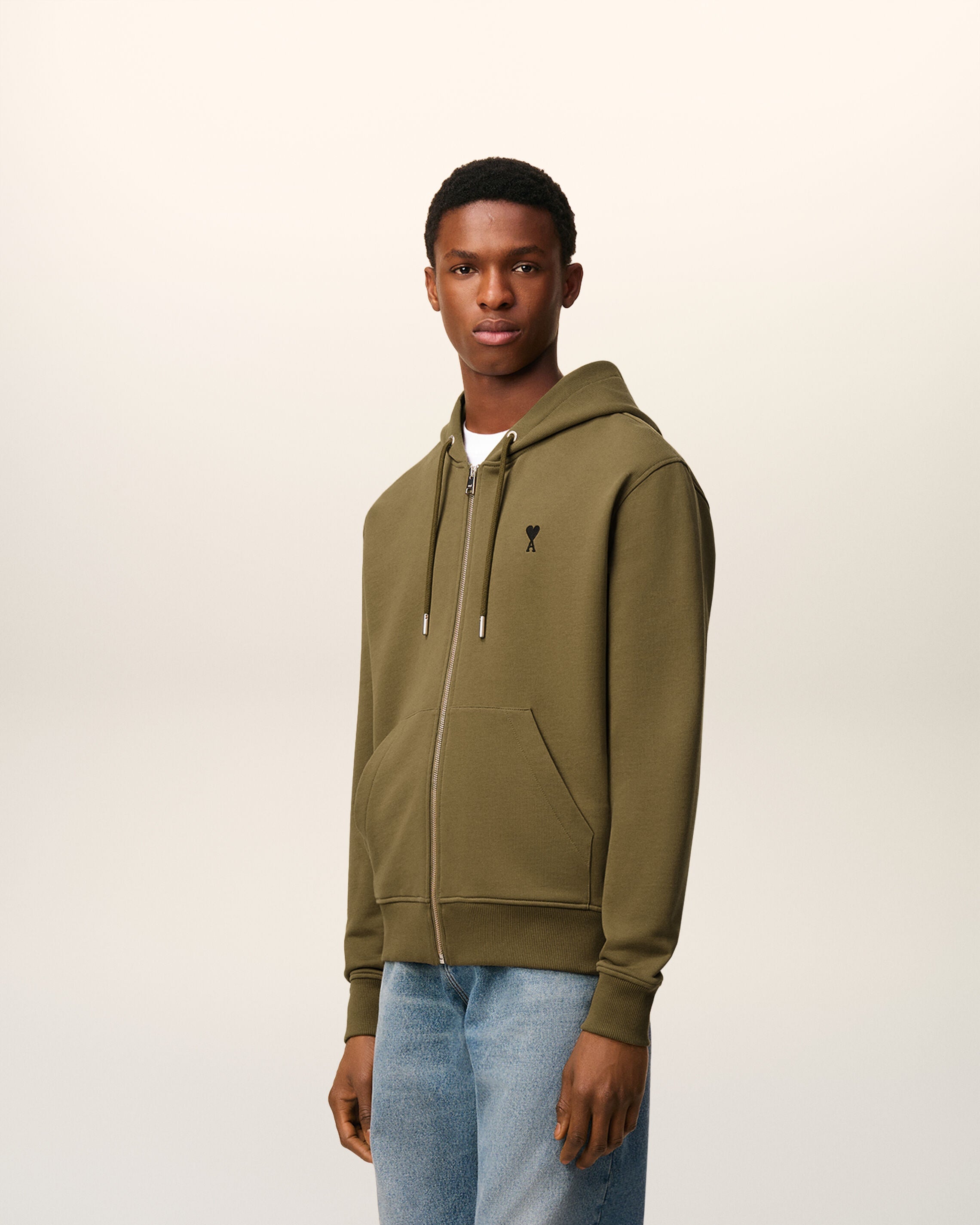 Hoodie Vert Zippé Ami De Coeur En Coton