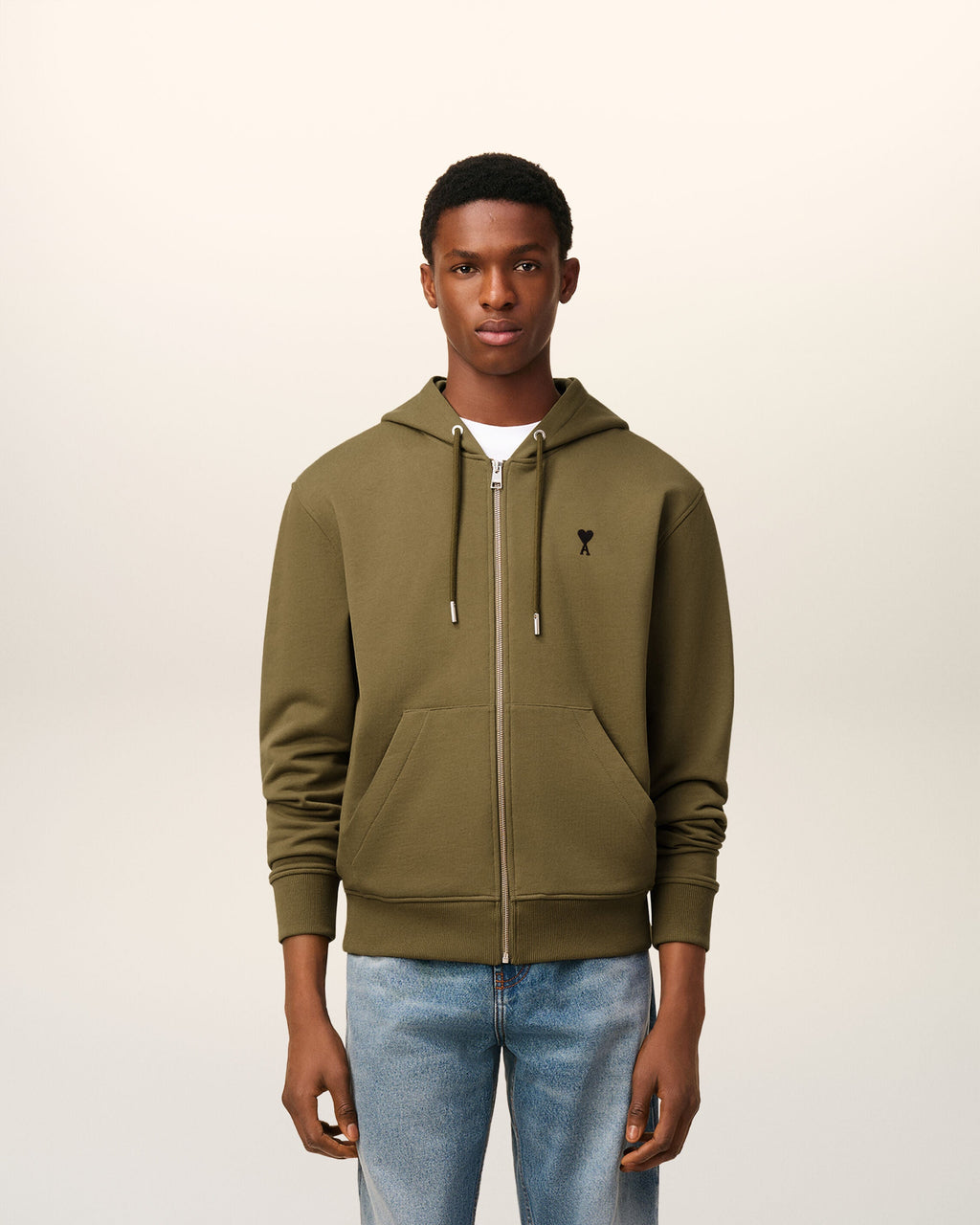 Hoodie Vert Zippé Ami De Coeur En Coton