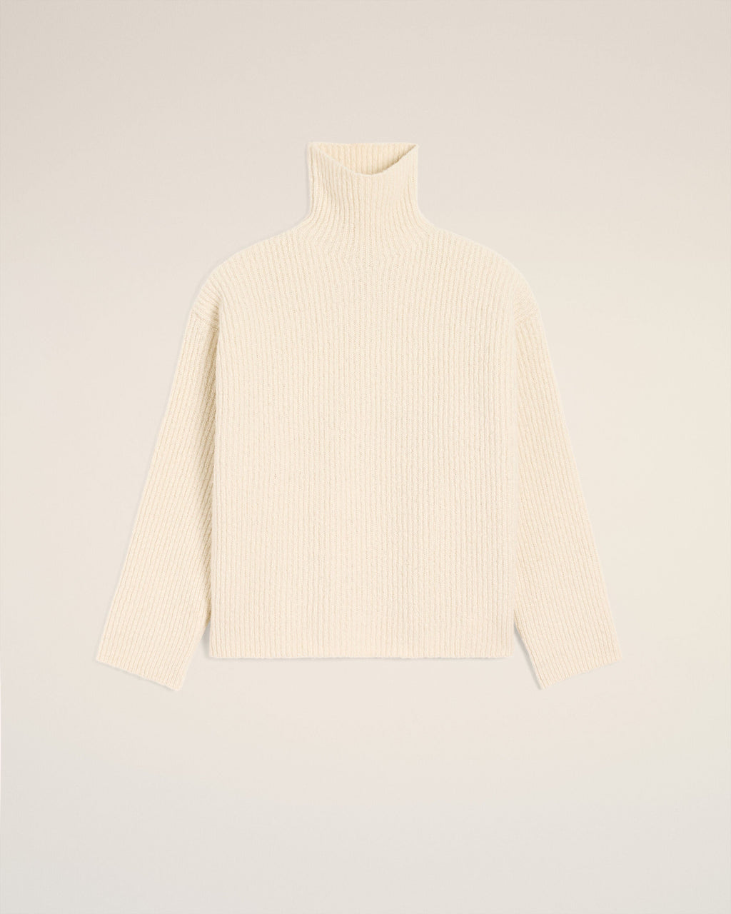 Pull Blanc Col Cheminée En Laine