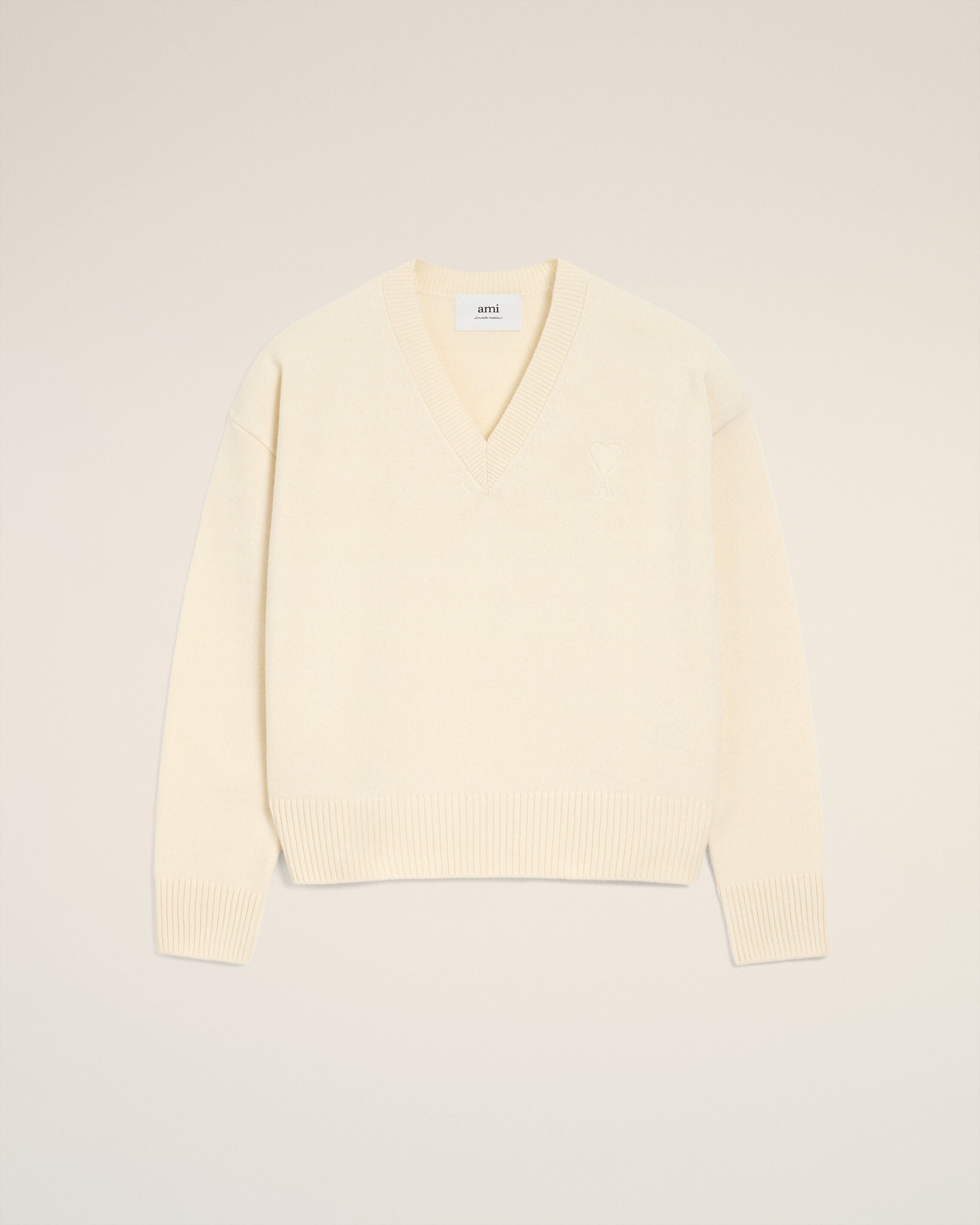 Pull Blanc Col V Ami De Coeur En Laine