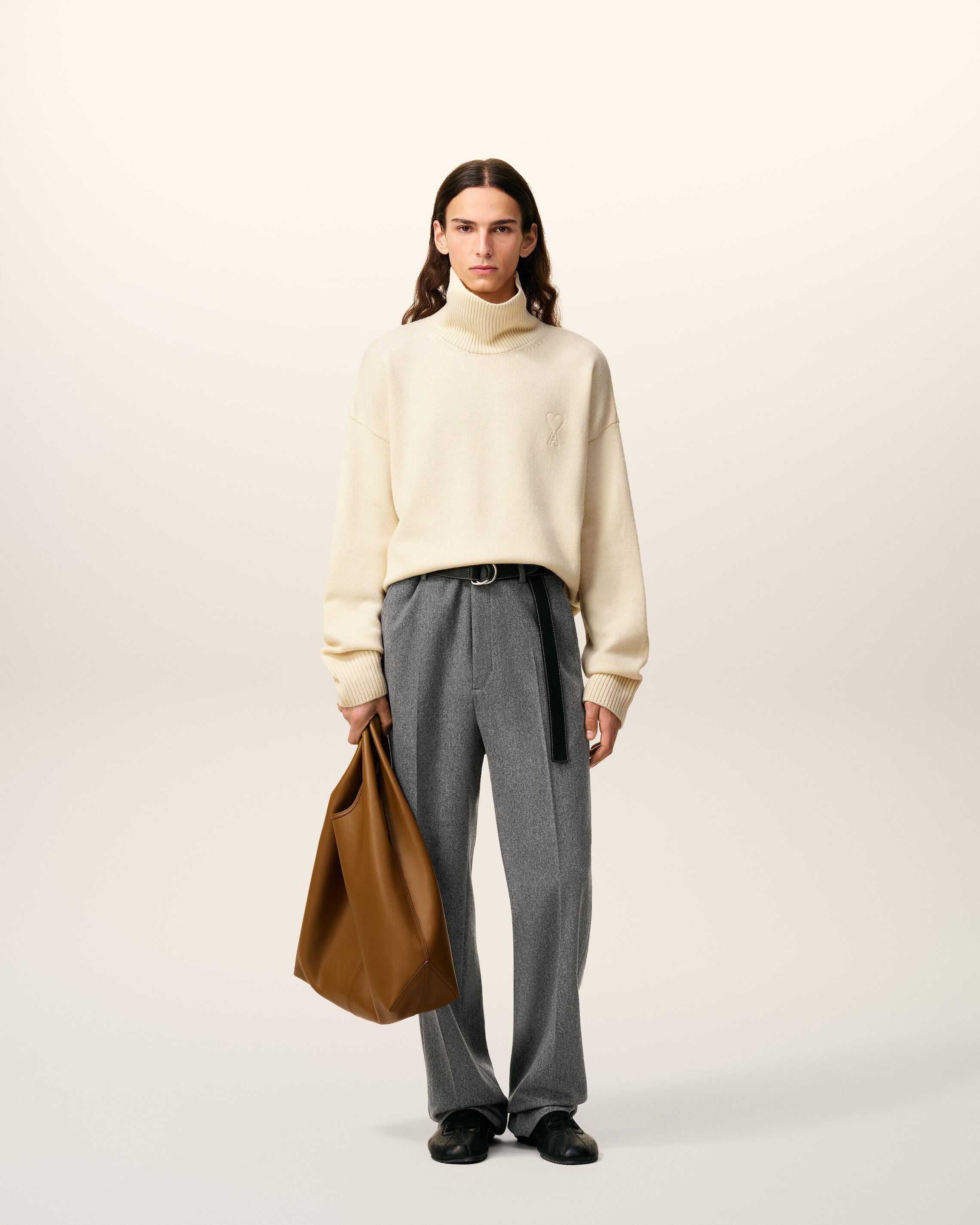 Pull Blanc Col Cheminée Ami De Coeur En Laine