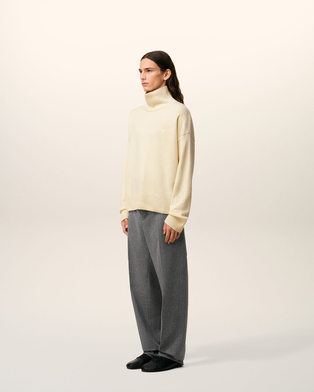 Pull Blanc Col Cheminée Ami De Coeur En Laine