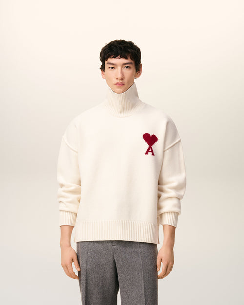 Pull Blanc Col Cheminée Ami De Coeur En Laine