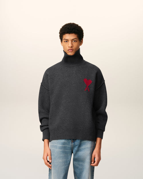 Pull Gris Col Cheminée Ami De Coeur En Laine