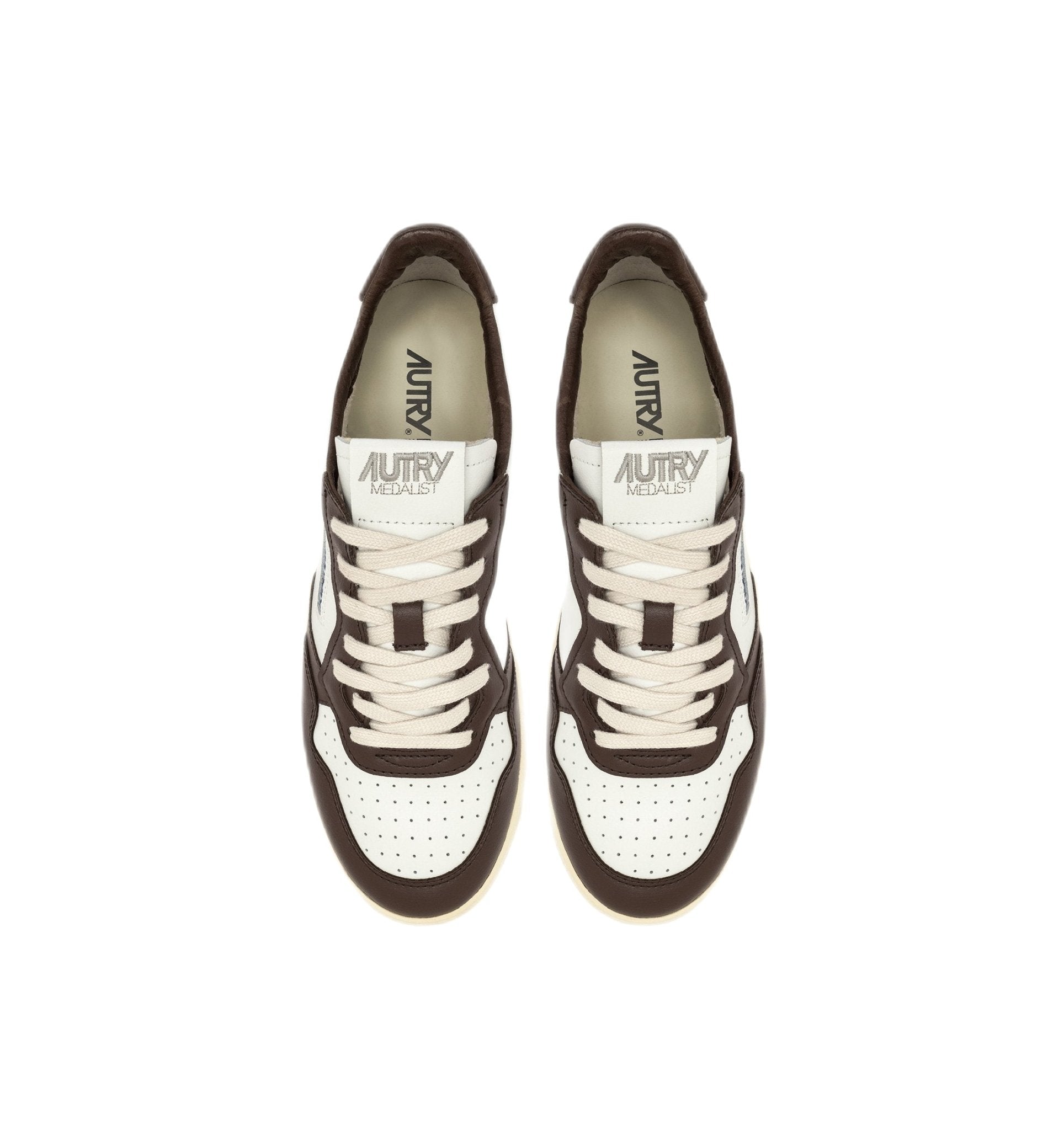 AUTRY - Basket basse Medalist cuir blanc et marron