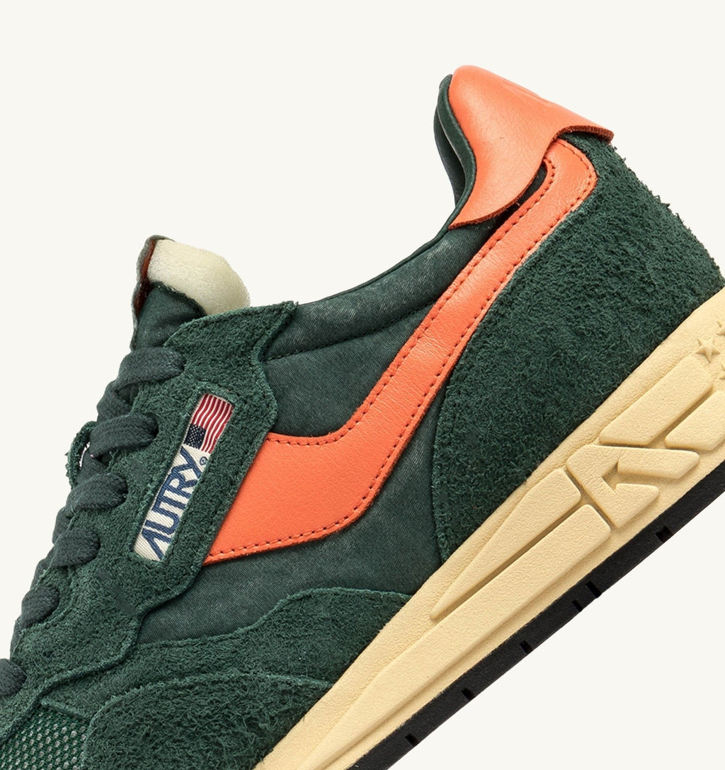 AUTRY - BASKETS REELWIND LOW EN NYLON ET DAIM vert et orange