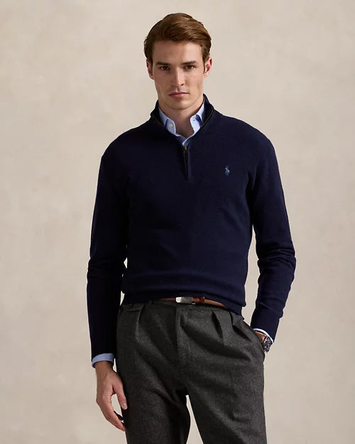 Pull demi-zippé en laine