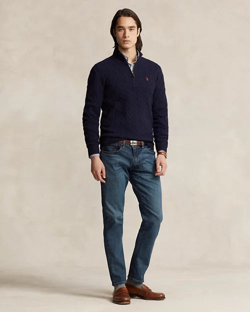 Pull à torsades en laine et cachemire