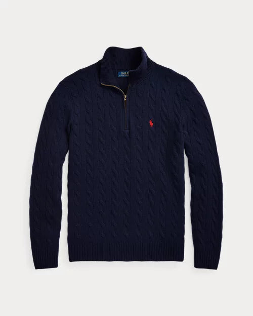 Pull à torsades en laine et cachemire