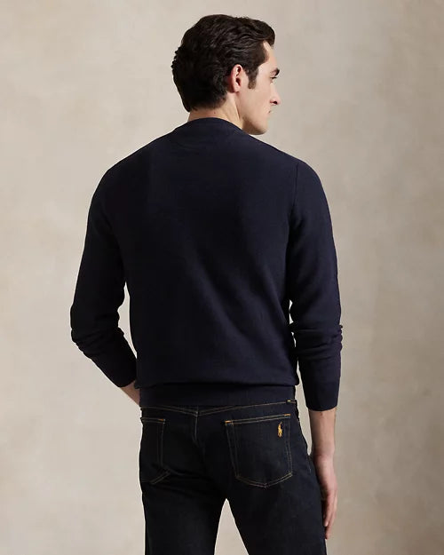 Pull à col rond en coton piqué