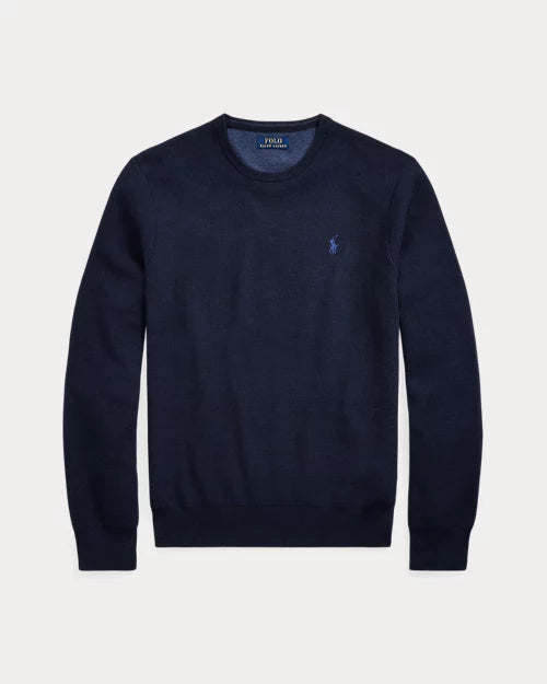 Pull à col rond en coton piqué