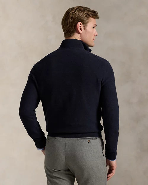 Pull demi-zippé en coton piqué