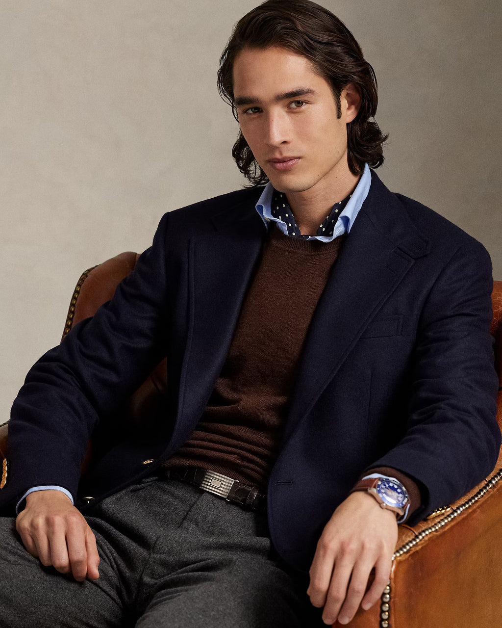 Pull col rond en laine lavable Slim Fit